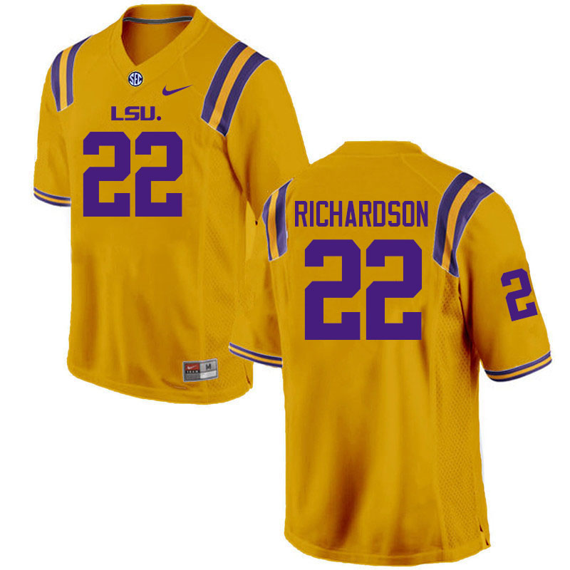 LSU Tigers #22 Colby Richardson College Football Jerseys Stitched Sale-Gold